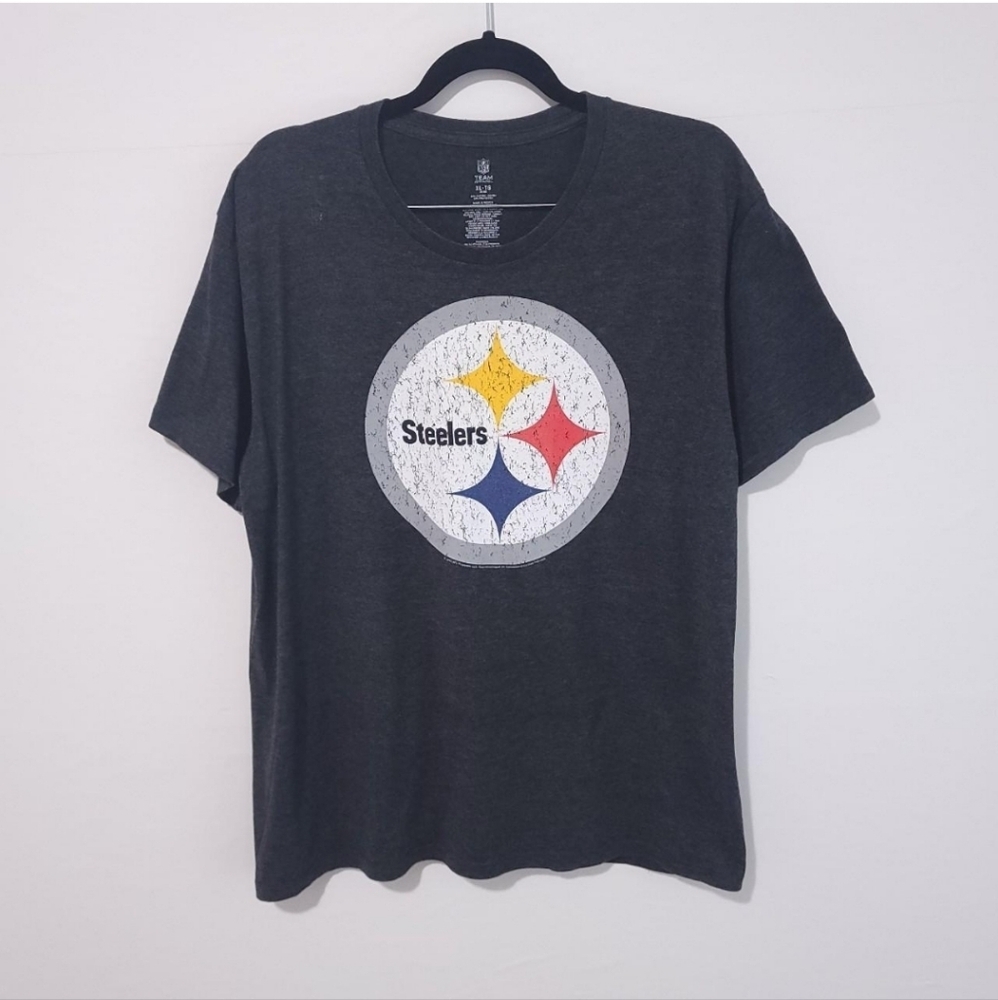 NFL Steelers 2014 Mens size L Dark Grey Cracked graphic print t-shirt